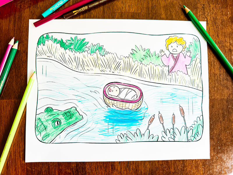 Load image into Gallery viewer, Baby Moses Coloring Page