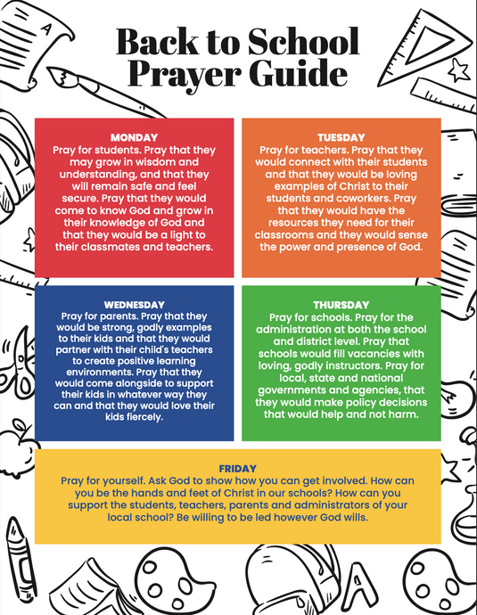 Back To School Prayer Guide