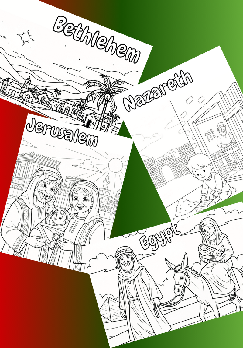 Load image into Gallery viewer, The Locations Of The Christmas Story Coloring Pages