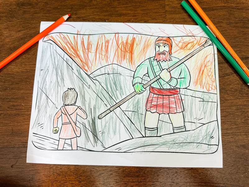 Load image into Gallery viewer, David And Goliath Coloring Page