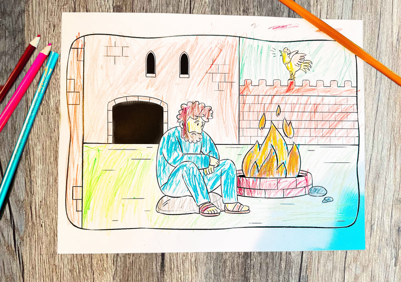 Load image into Gallery viewer, Peter Denies Jesus Coloring Page