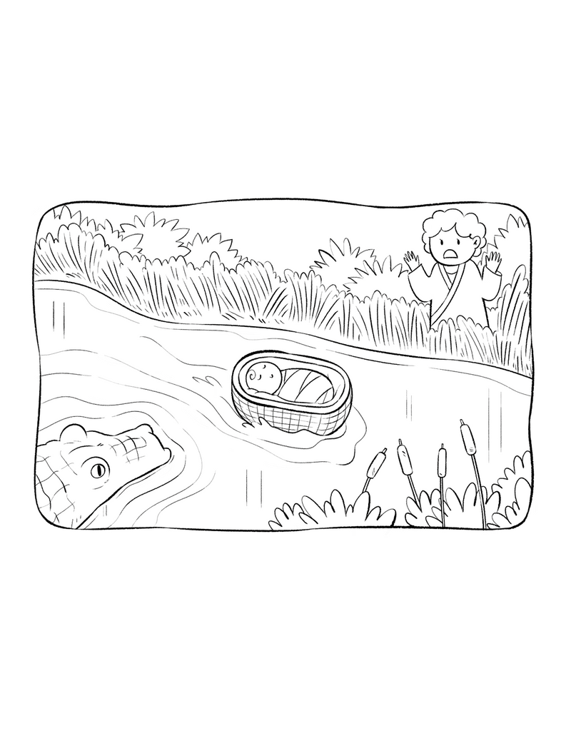 Load image into Gallery viewer, Baby Moses Coloring Page