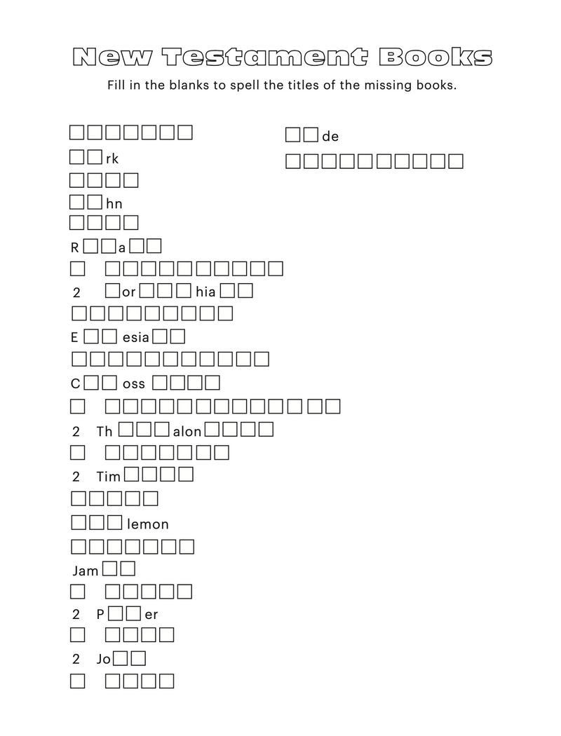Load image into Gallery viewer, Books of the Bible Fill In The Blank
