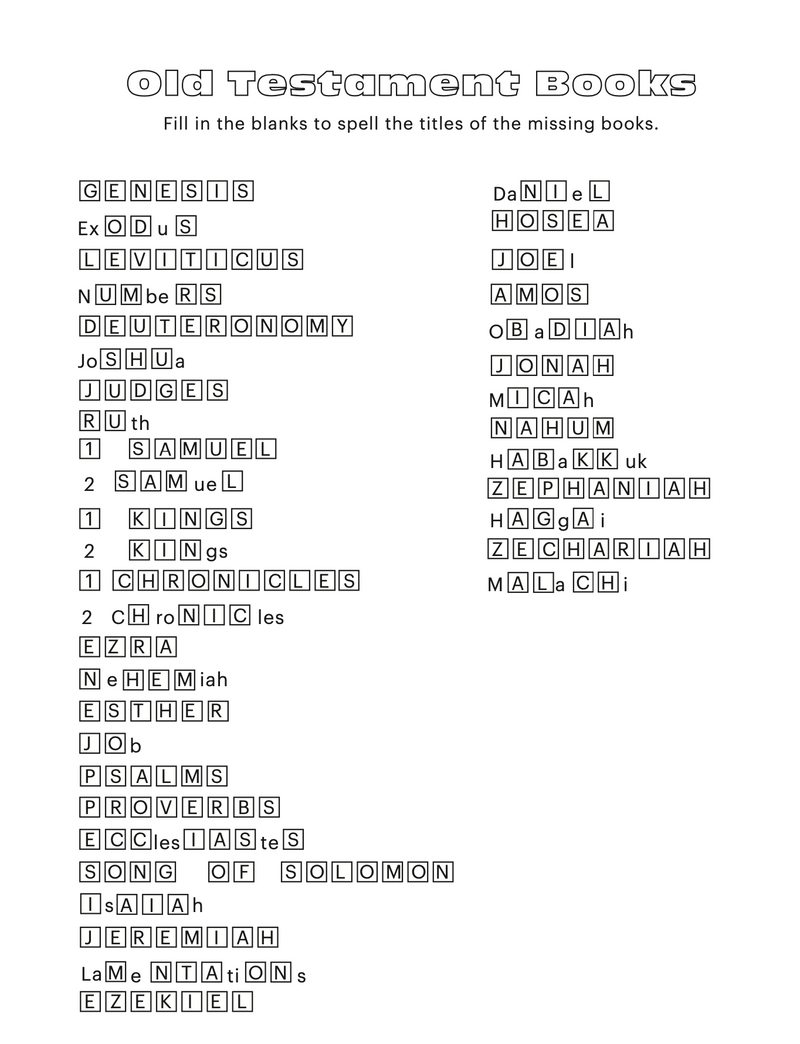 Load image into Gallery viewer, Books of the Bible Fill In The Blank