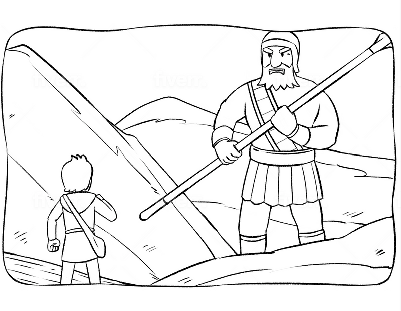 Load image into Gallery viewer, David And Goliath Coloring Page
