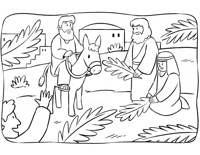Load image into Gallery viewer, Palm Sunday Coloring Page