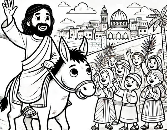 Palm Sunday Triumphal Entry Coloring Page