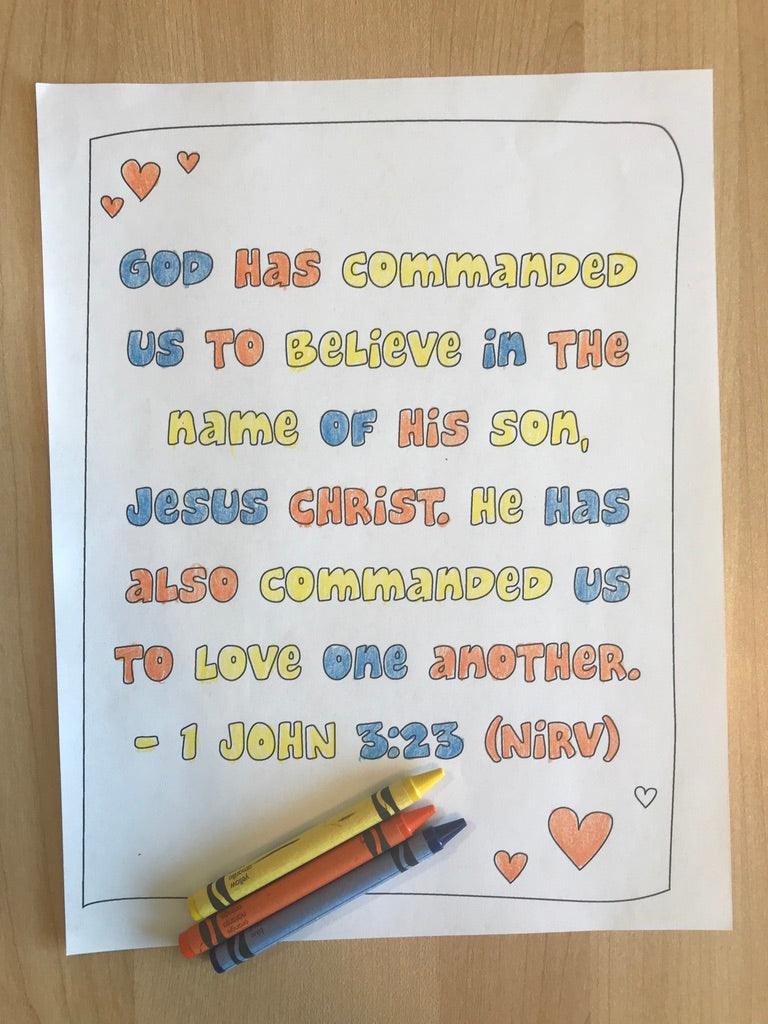 1 John 3:23 Bible Verse Coloring Page