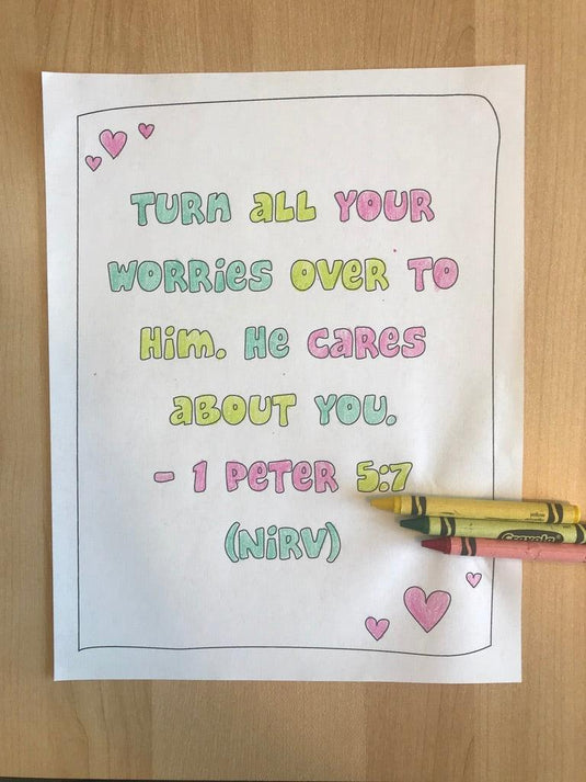 1 Peter 5:7 Bible Verse Coloring Page