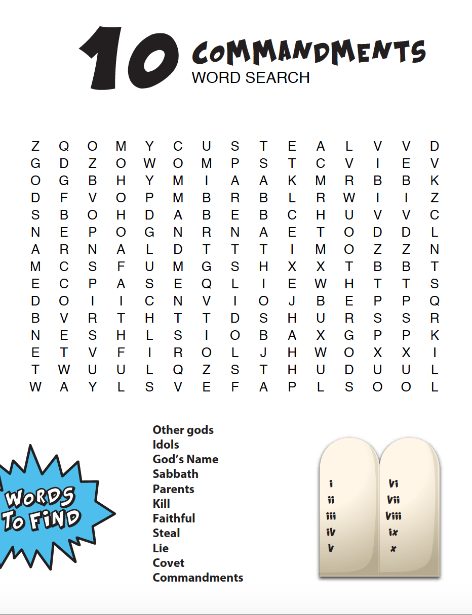 10 Commandments Bible Word Search