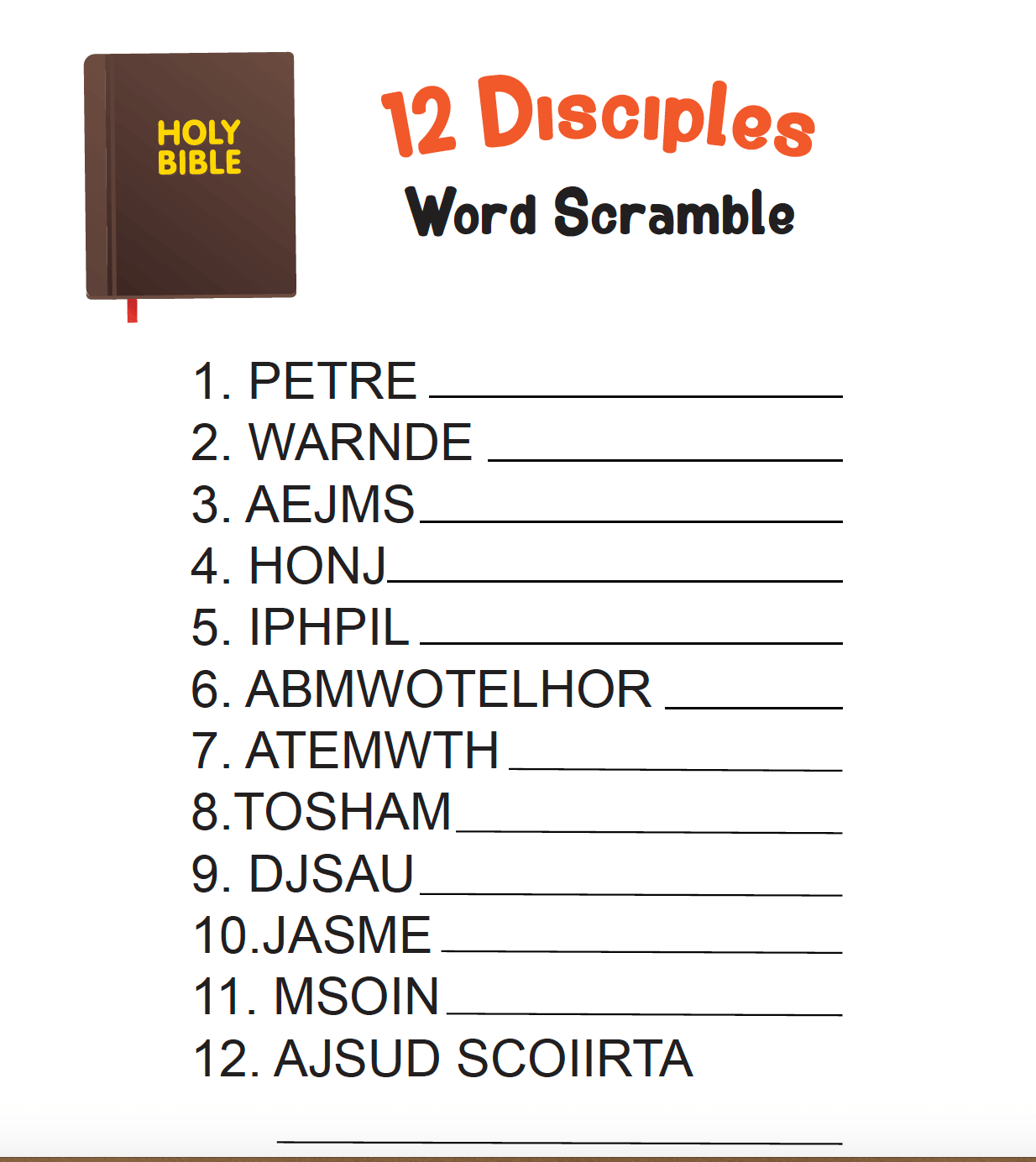 12-disciples-word-scramble-children-s-ministry-deals for Free Printable Bible Word Scramble 12 Disciples Word Scramble – Children's Ministry Deals for Free Printable Bible Word Scramble