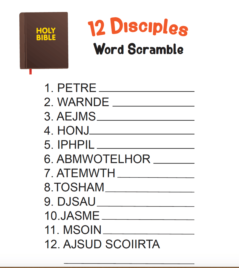 12 Disciples Word Scramble