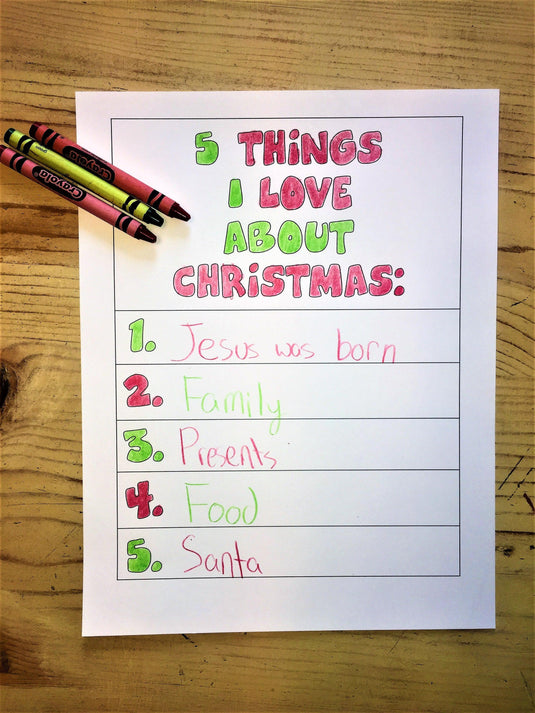 5 Things I Love About Christmas Coloring Page