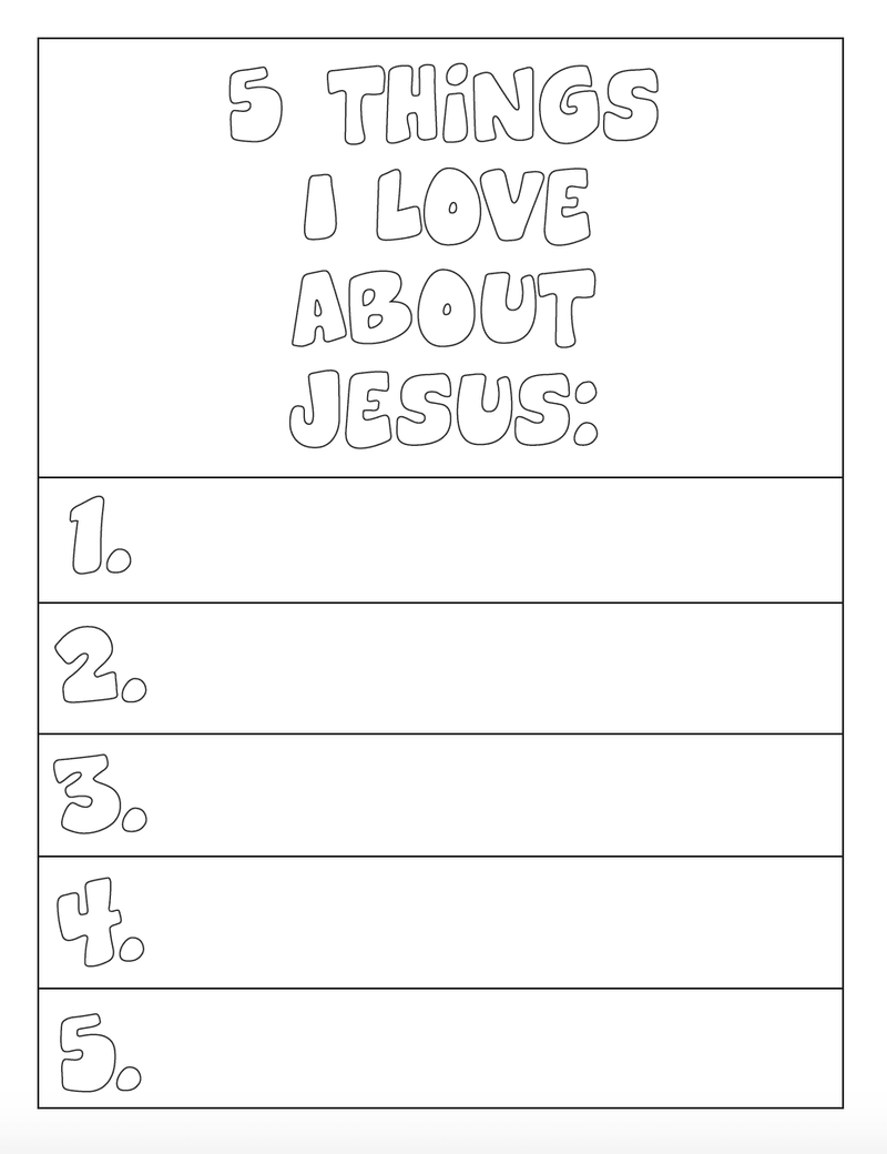 Load image into Gallery viewer, FREE "5 Things I Love About Jesus Coloring Page"