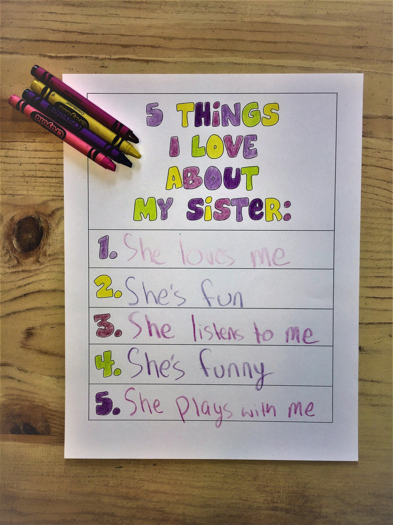 Load image into Gallery viewer, FREE "5 Things I Love About My Sister Coloring Page"