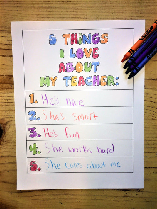 5 Things I Love About My Teacher and School Coloring Page - Children's Ministry Deals