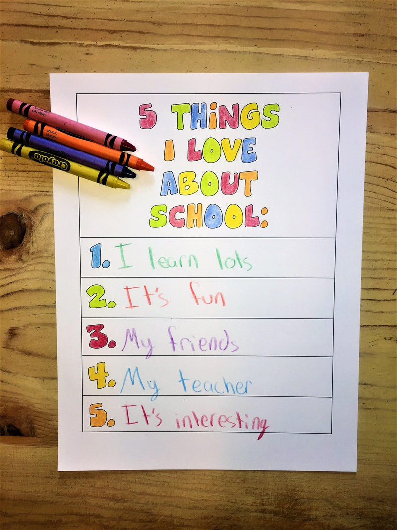 5 Things I Love About My Teacher and School Coloring Page - Children's Ministry Deals