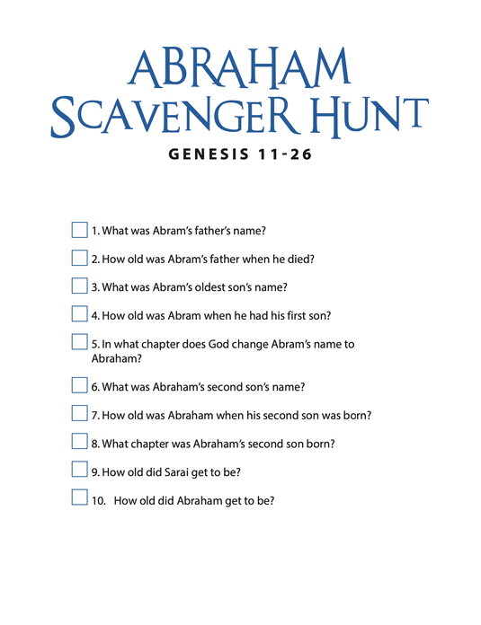 Abraham Bible Scavenger Hunt - Children's Ministry Deals