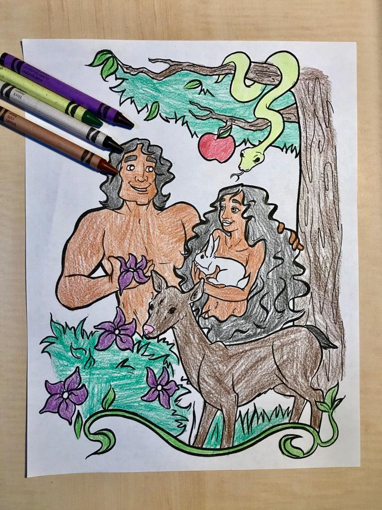 Load image into Gallery viewer, FREE Adam and Eve Coloring Page