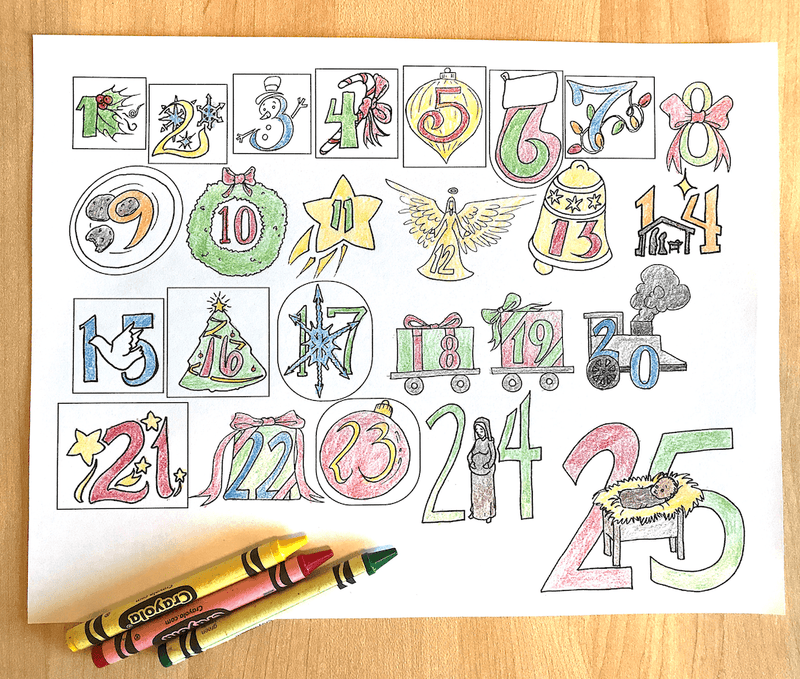 Load image into Gallery viewer, Free Advent Coloring Calendar for Kids