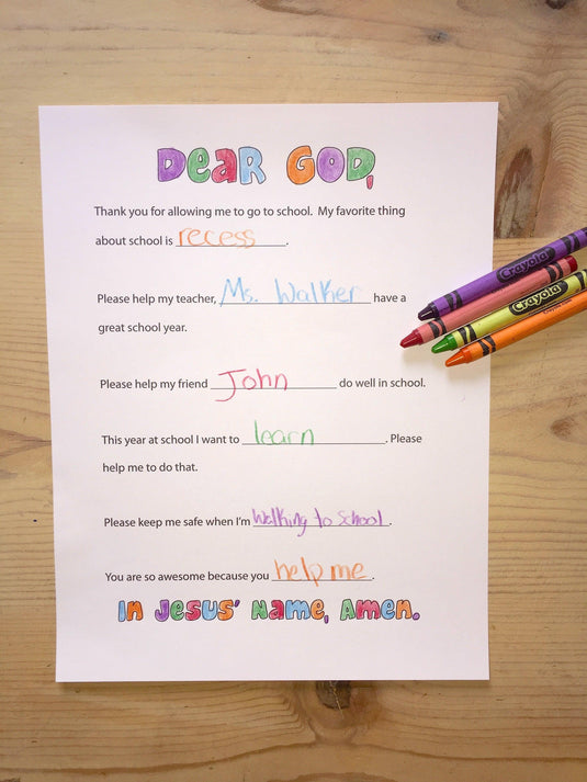 FREE Back to School Prayer Prompt Coloring Page for Kids