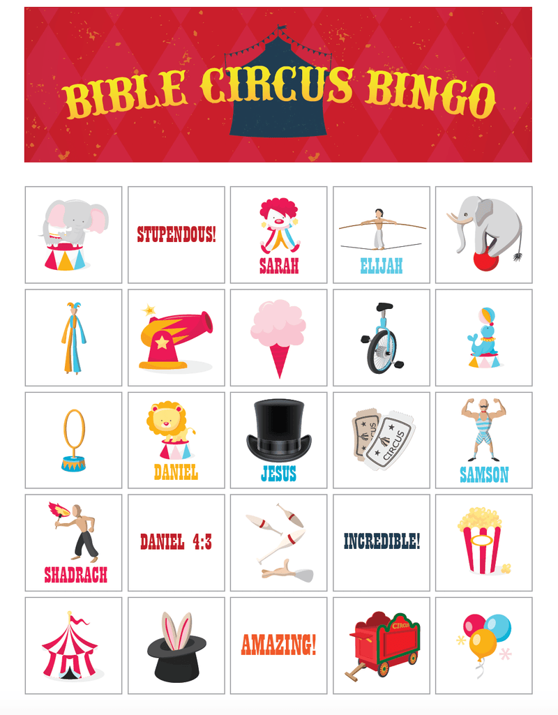 Bible Circus Bingo Game