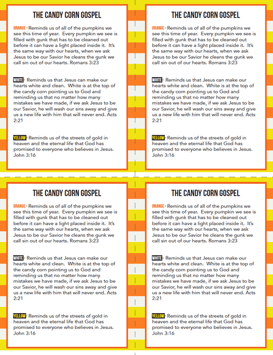 Candy Corn Gospel Cards for Kids