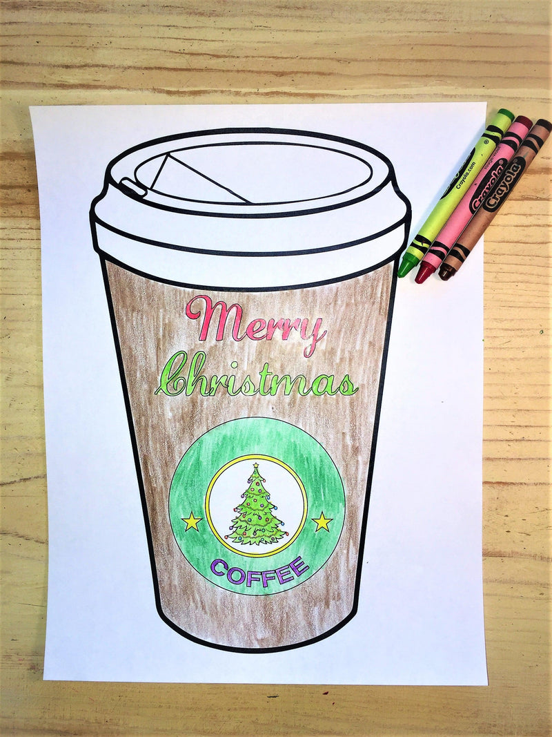 FREE Christmas Coffee Cup Coloring Page
