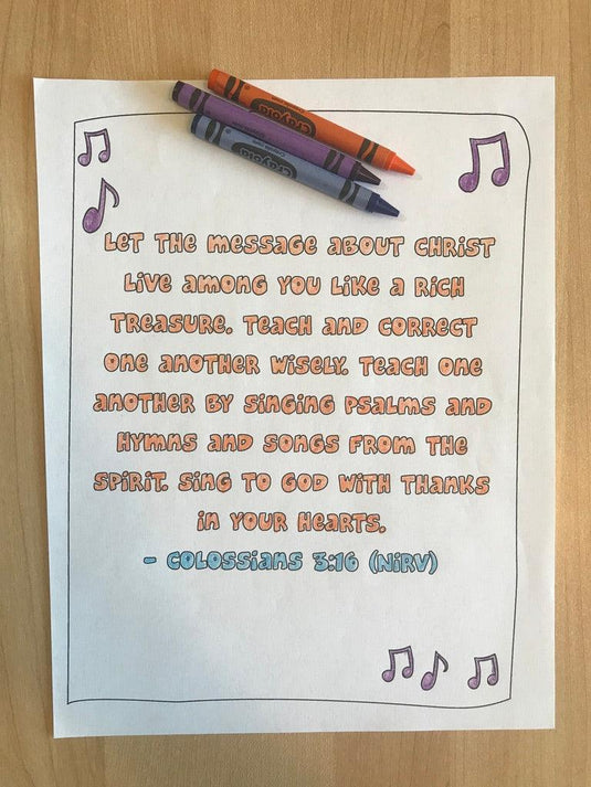 Colossians 3:16 Bible Verse Coloring Page