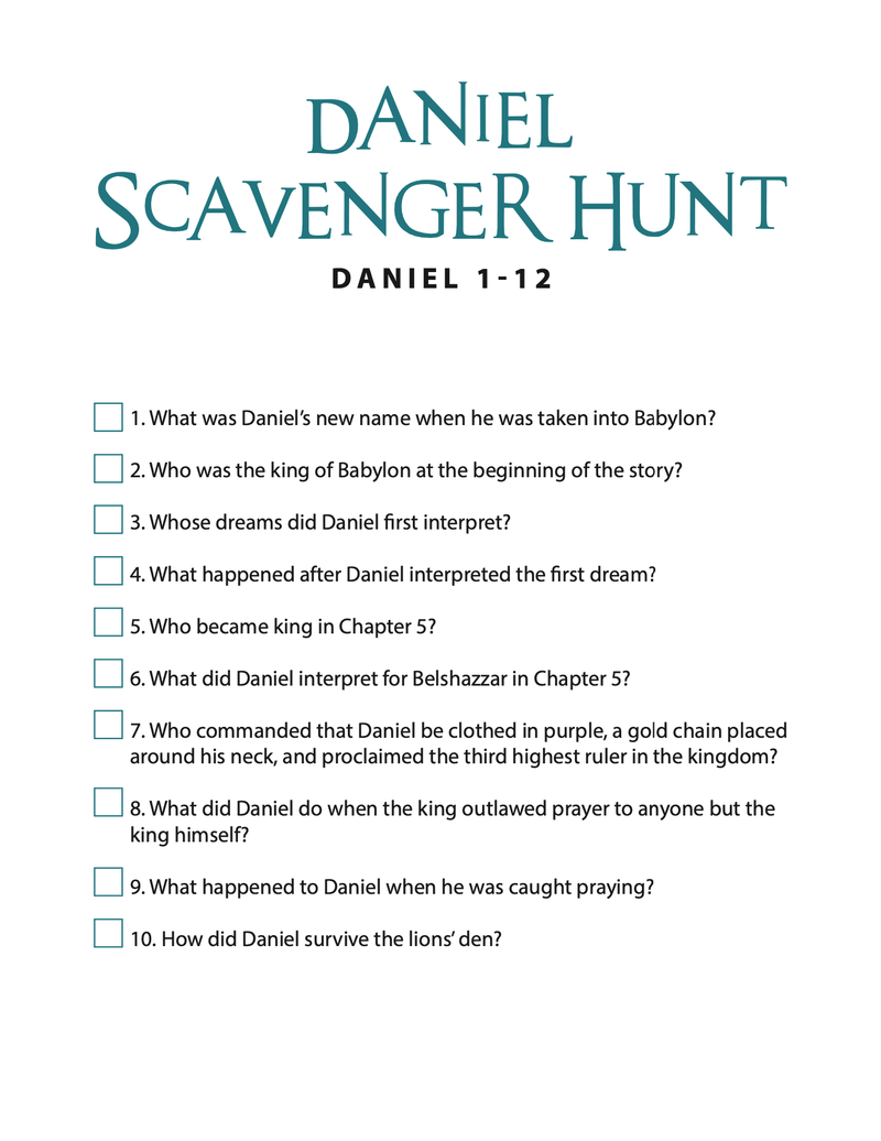 Daniel Bible Scavenger Hunt - Children's Ministry Deals