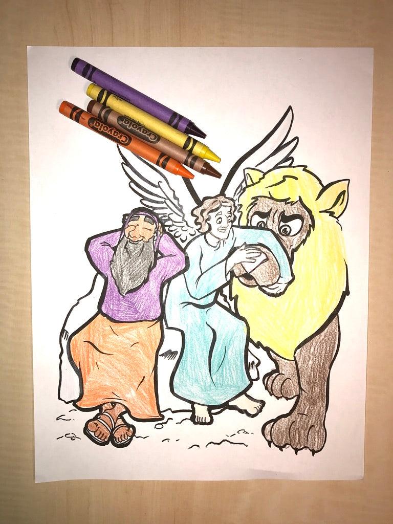 Load image into Gallery viewer, Daniel in the Lion's Den Coloring Page