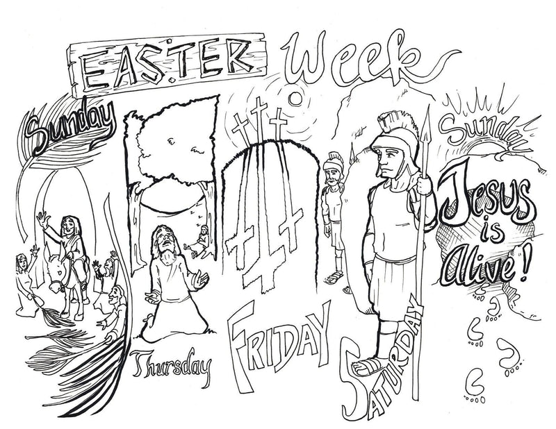 Load image into Gallery viewer, Easter Week Bible Coloring Page