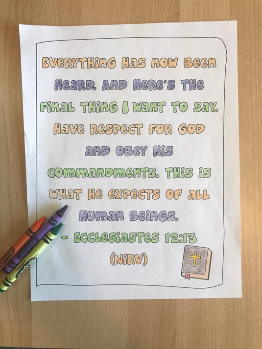 Ecclesiastes 12:13 Bible Verse Coloring Page