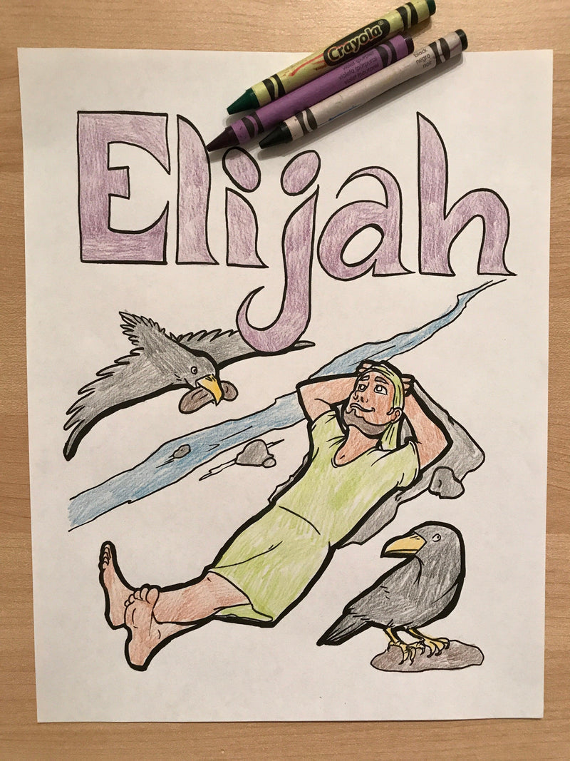 Load image into Gallery viewer, Elijah and Ravens Coloring Page
