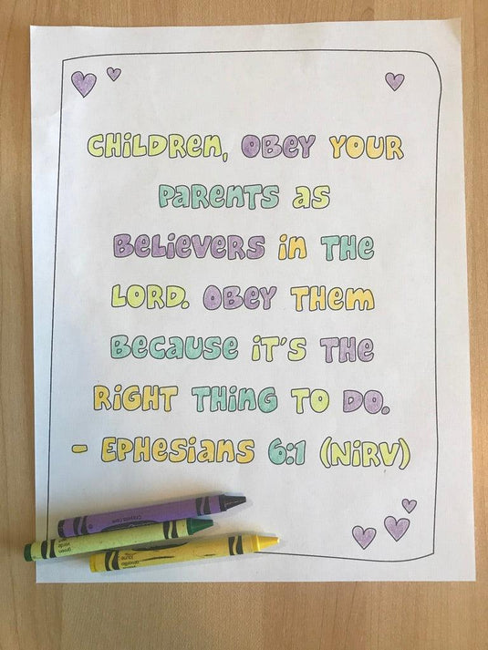 Ephesians 6:1 Bible Verse Coloring Page