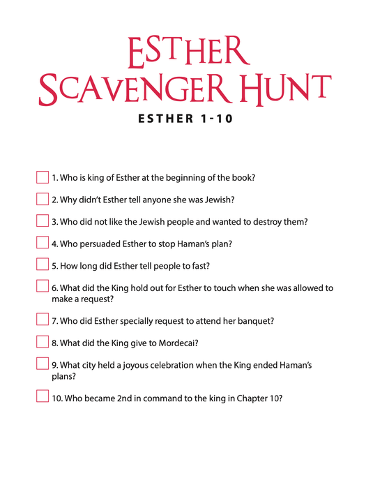 Esther Bible Scavenger Hunt - Children's Ministry Deals