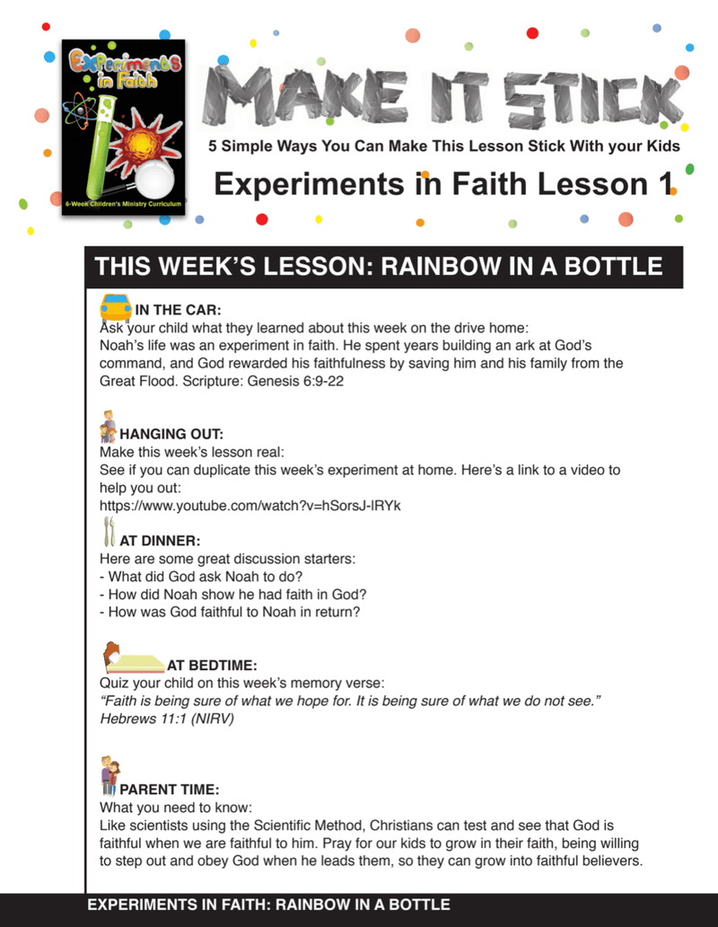 Experiments In Faith 6-Week Children's Ministry Curriculum - Children's Ministry Deals