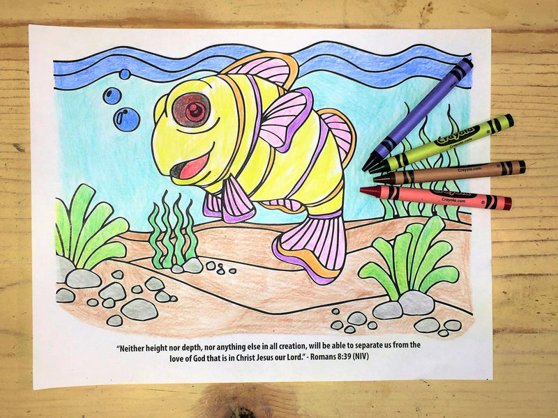 Load image into Gallery viewer, FREE Finding Jesus Under the Sea Coloring Page