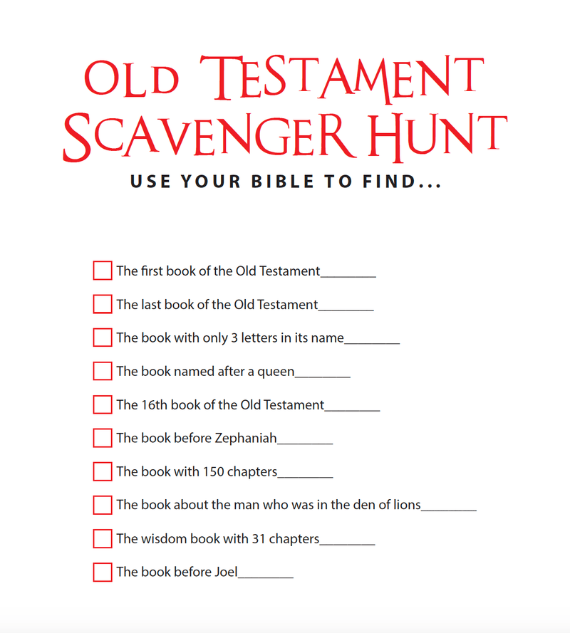 Old Testament Scavenger Hunt