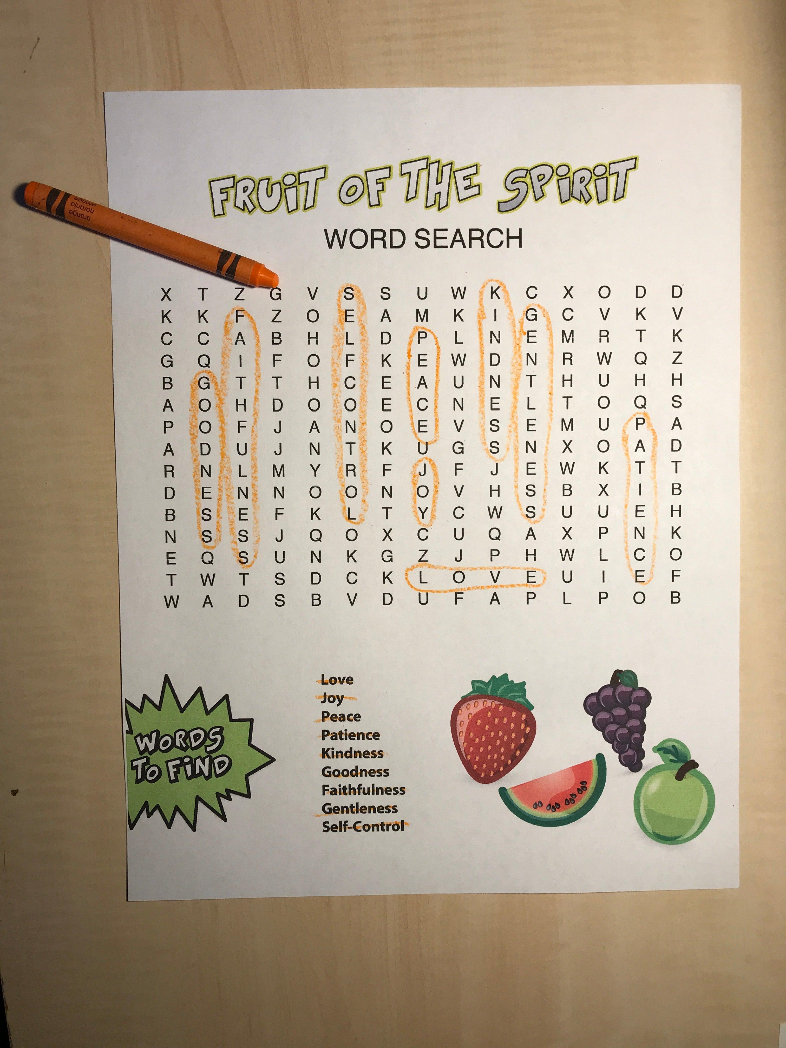 Fruit of the Spirit Bible Word Search – Children's Ministry Deals