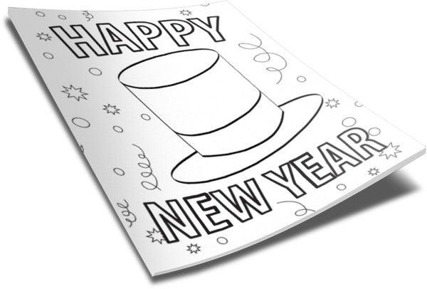 Load image into Gallery viewer, FREE New Year Top Hat Coloring Page