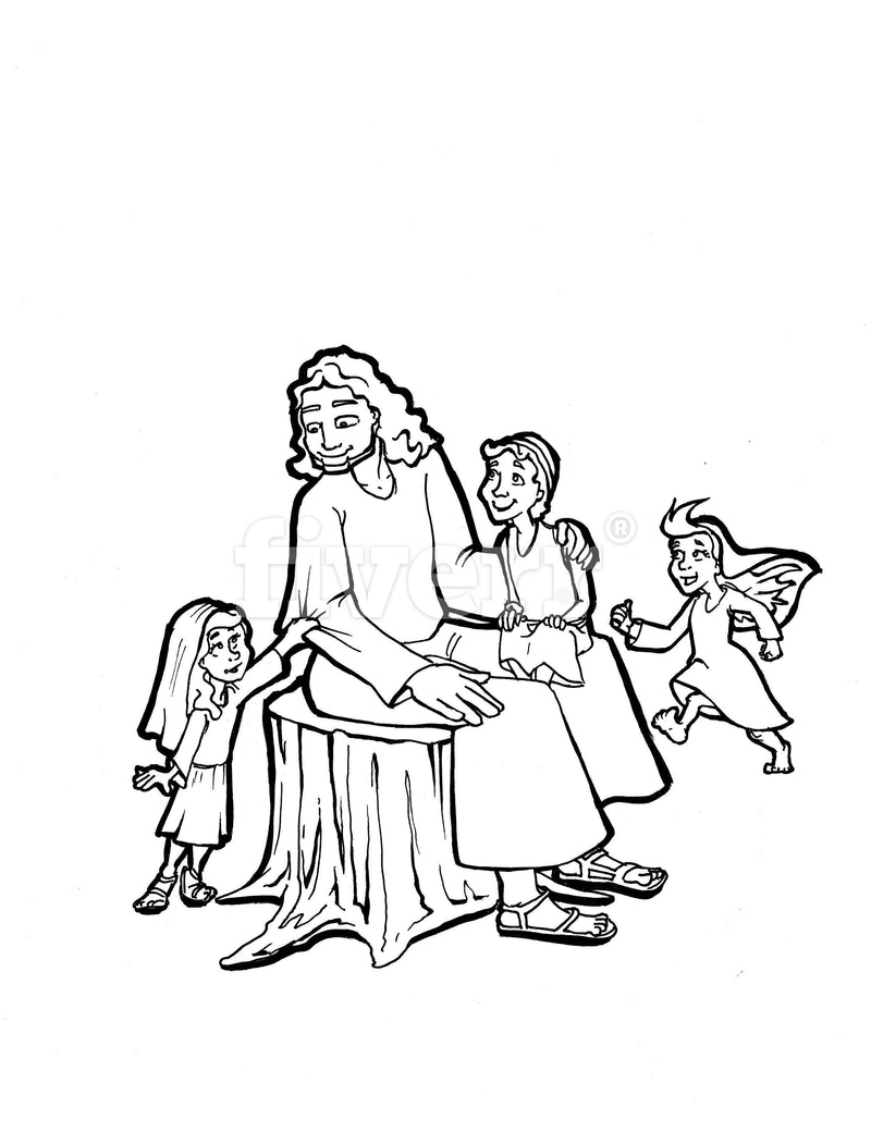 Load image into Gallery viewer, Jesus and the Children Coloring Page