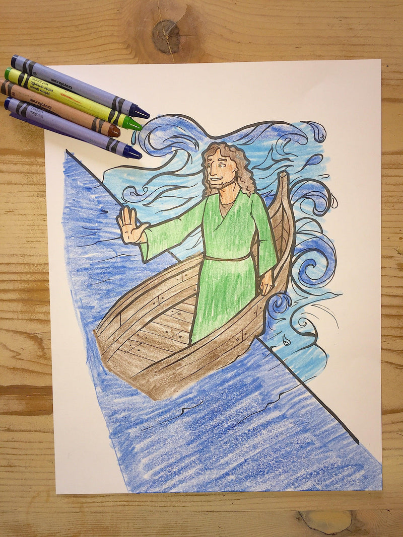Load image into Gallery viewer, Jesus Calms the Storm Coloring Page