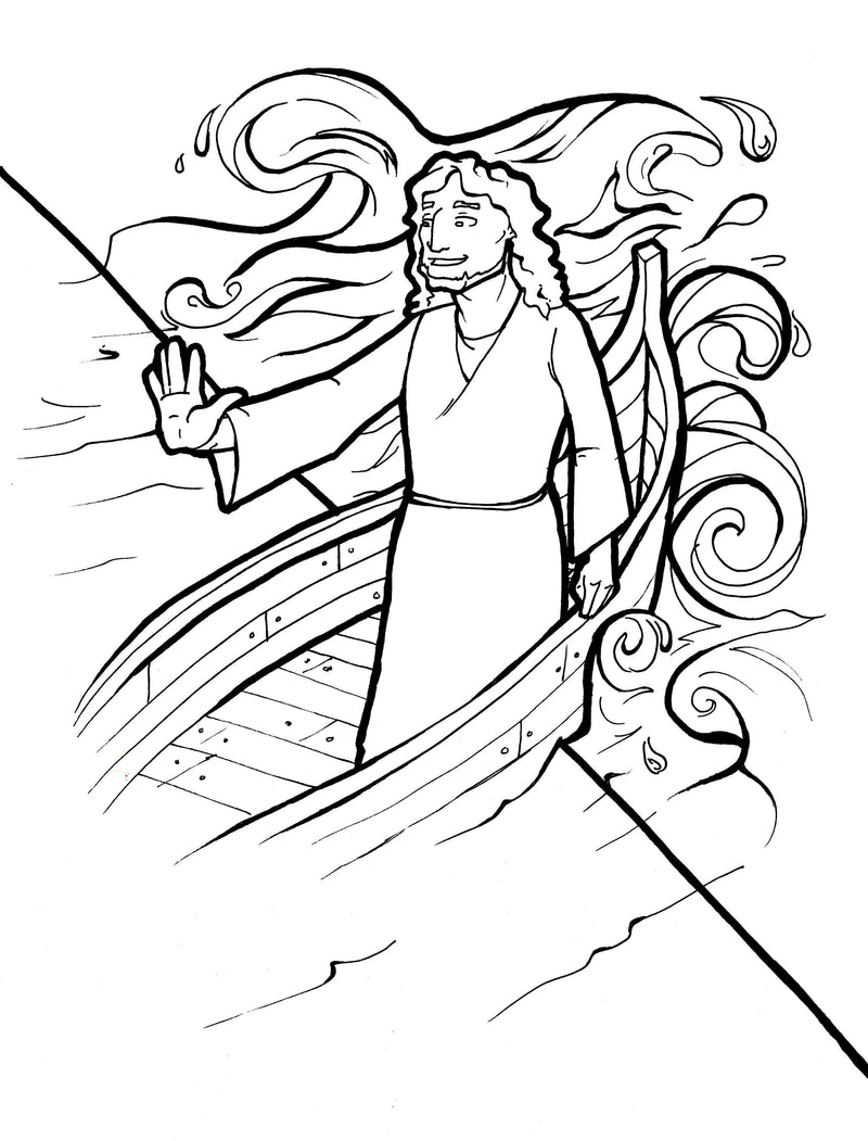 Load image into Gallery viewer, Jesus Calms The Storm Coloring Page