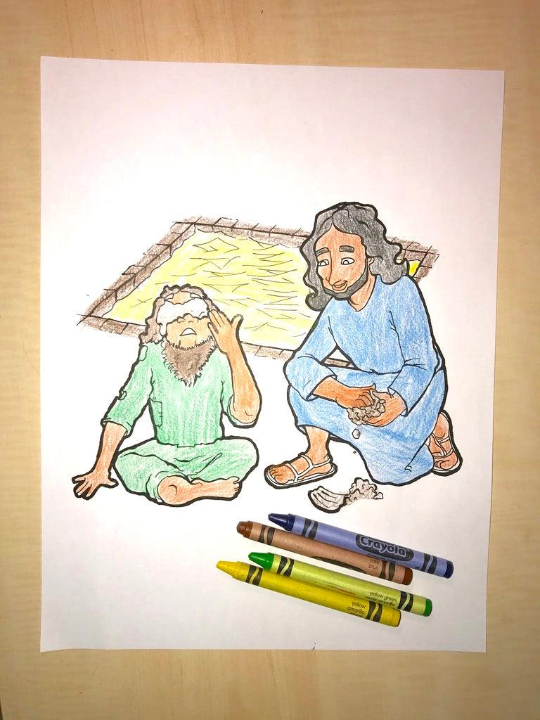 Load image into Gallery viewer, Jesus Heals The Blind Man Coloring Page - Children's Ministry Deals