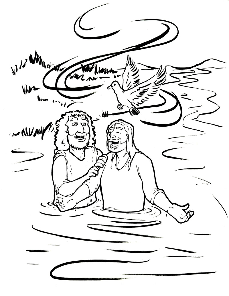 Load image into Gallery viewer, Jesus Is Baptized Coloring Page