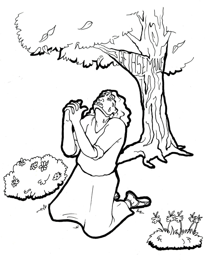 Load image into Gallery viewer, Jesus Prays In The Garden Coloring Page