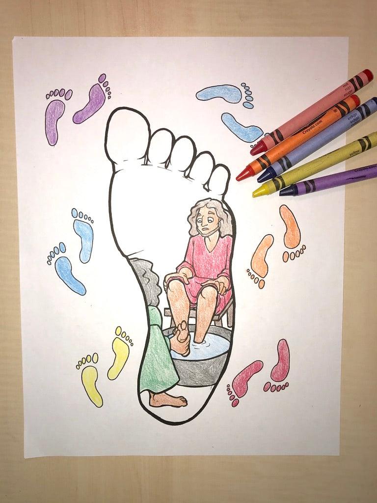 Load image into Gallery viewer, Jesus Washes His Disciples Feet Coloring Page - Children's Ministry Deals