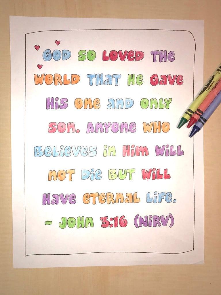 John 3:16 Coloring Page