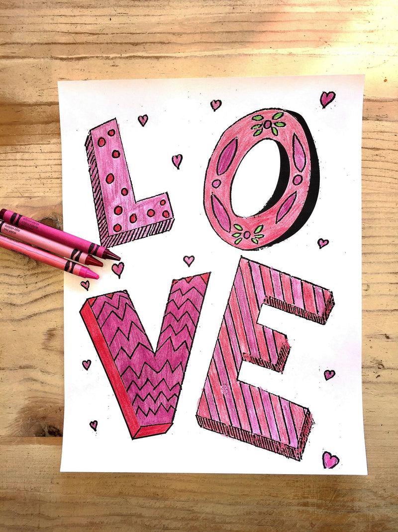 Load image into Gallery viewer, FREE "Love" Coloring Page
